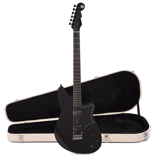 Reverend Descent W Baritone Blackout and Hardshell Case Bundle Electric Guitars / Solid Body