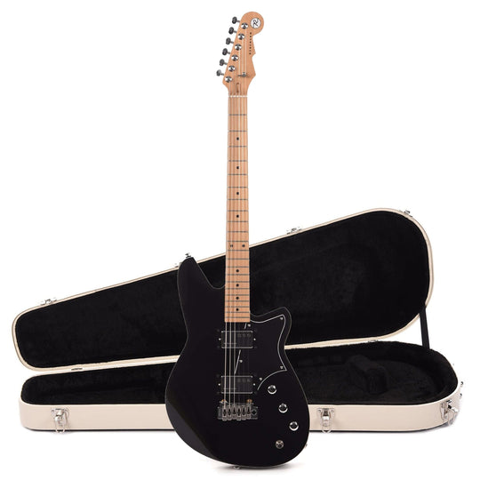 Reverend Descent W Baritone Midnight Black Hardshell Case Bundle Electric Guitars / Solid Body