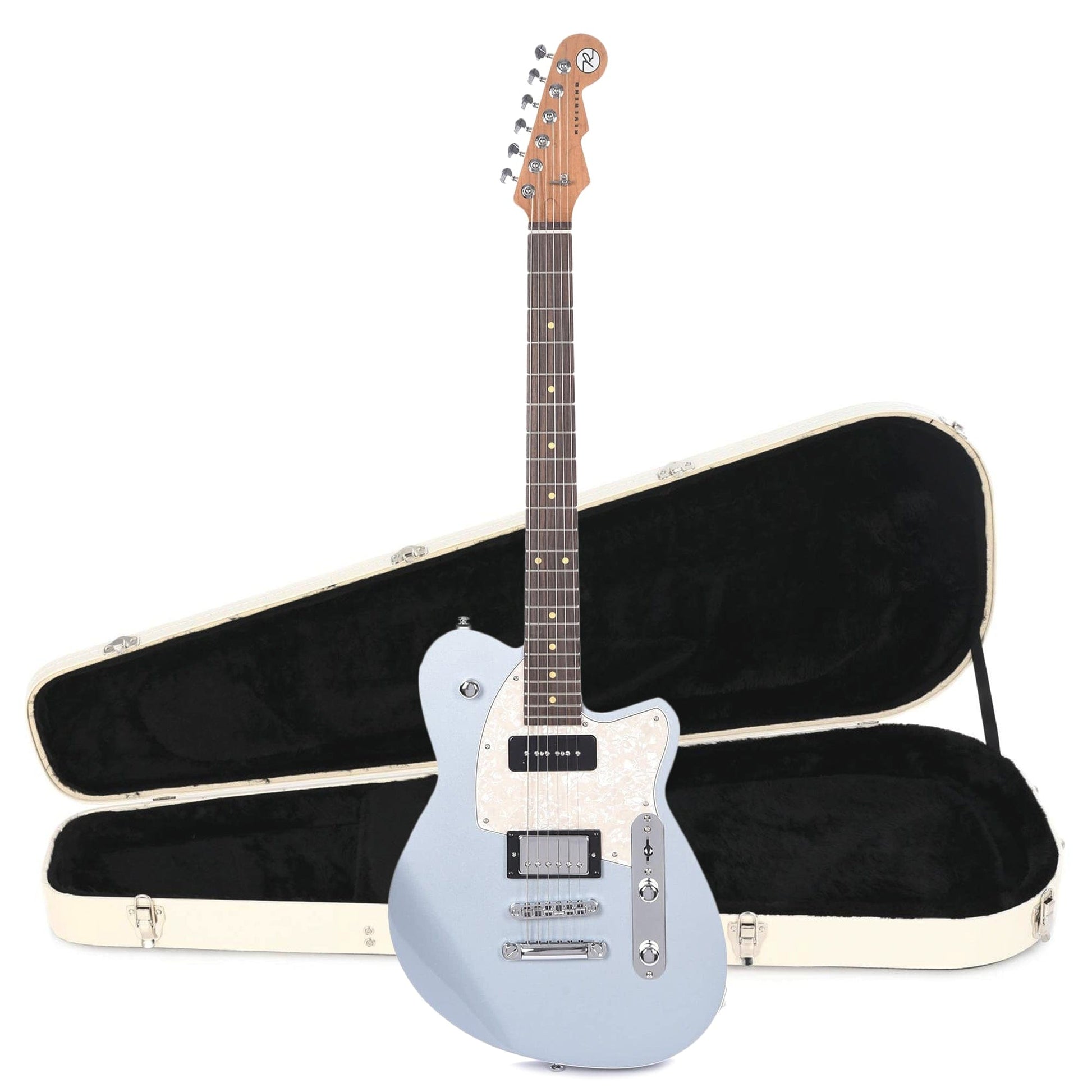 Reverend Double Agent OG Metallic Silver Freeze Hardshell Case Bundle Electric Guitars / Solid Body