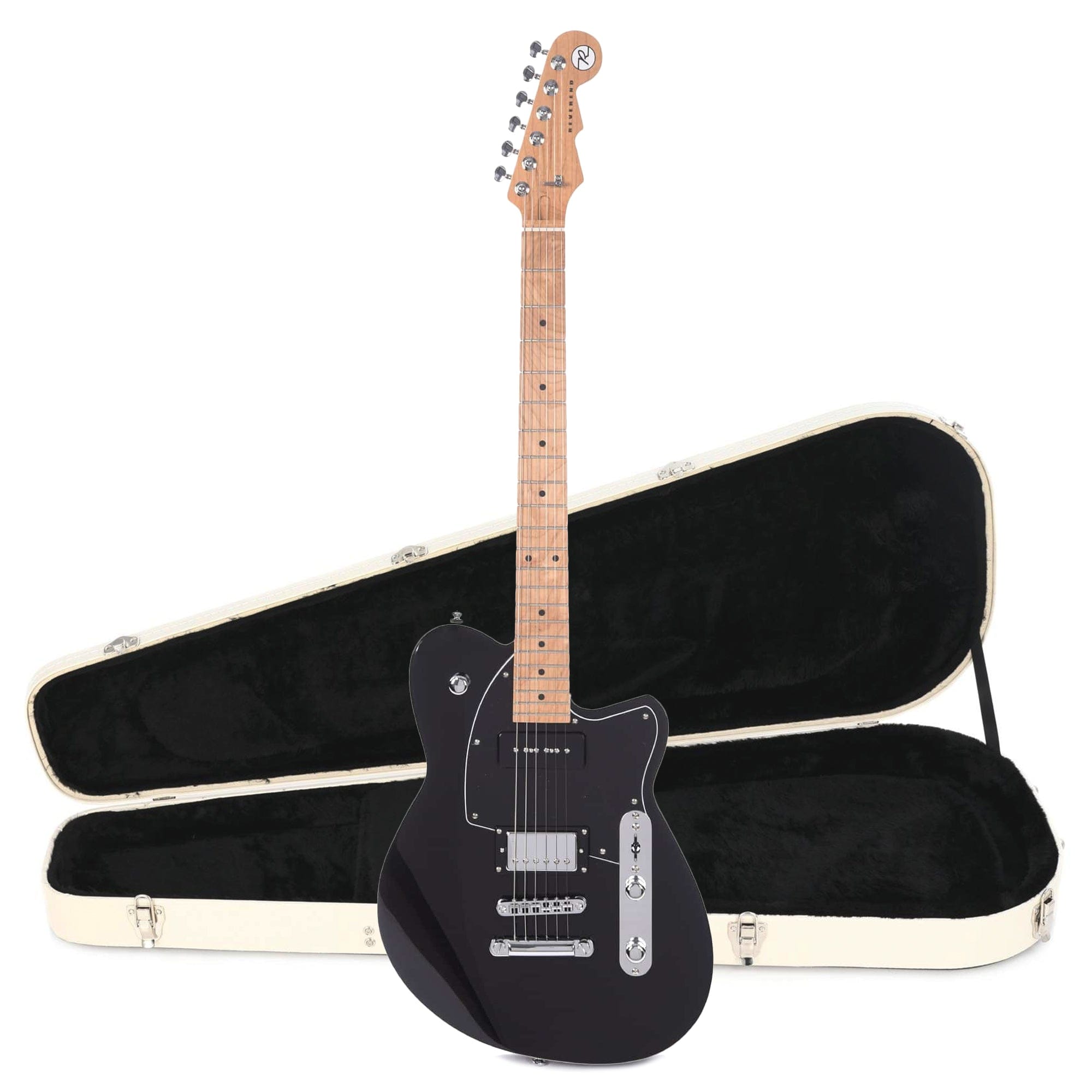 Reverend Double Agent OG Midnight Black Hardshell Case Bundle Electric Guitars / Solid Body