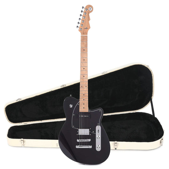 Reverend Double Agent OG Midnight Black Hardshell Case Bundle Electric Guitars / Solid Body