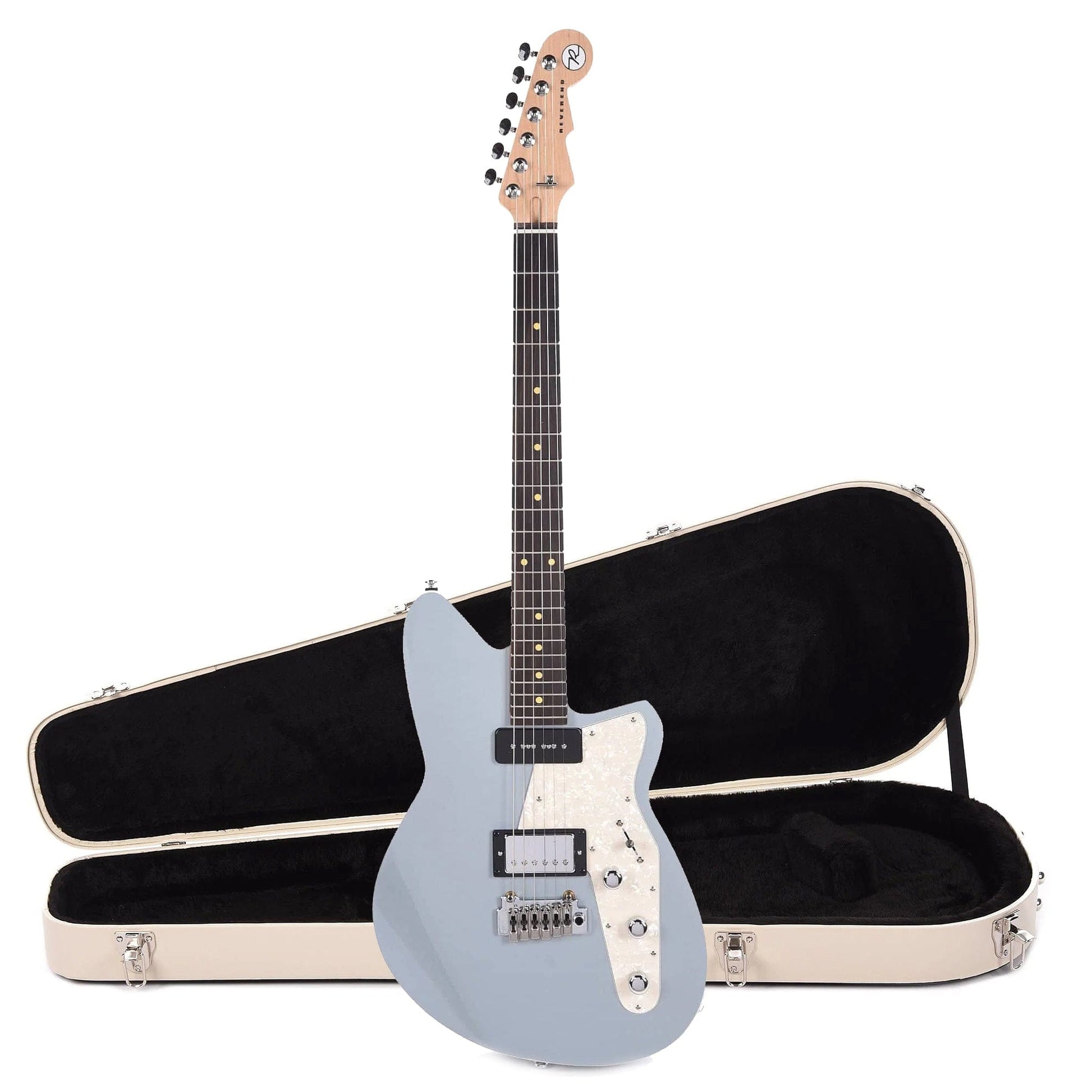 Reverend Double Agent W Metallic Silver Freeze Hardshell Case Bundle Electric Guitars / Solid Body