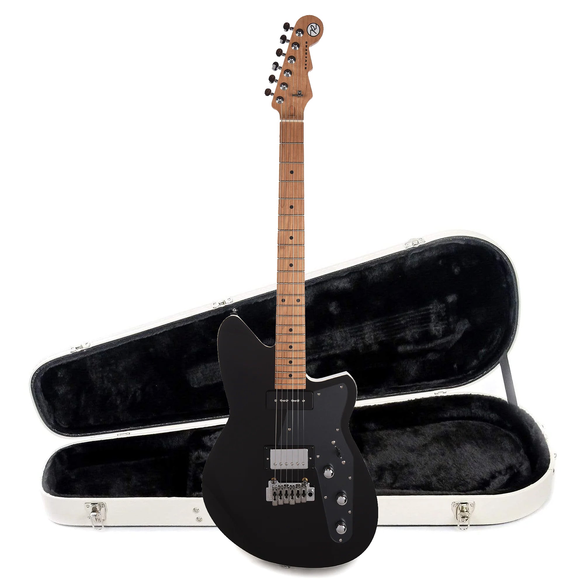 Reverend Double Agent W Midnight Black Hardshell Case Bundle Electric Guitars / Solid Body