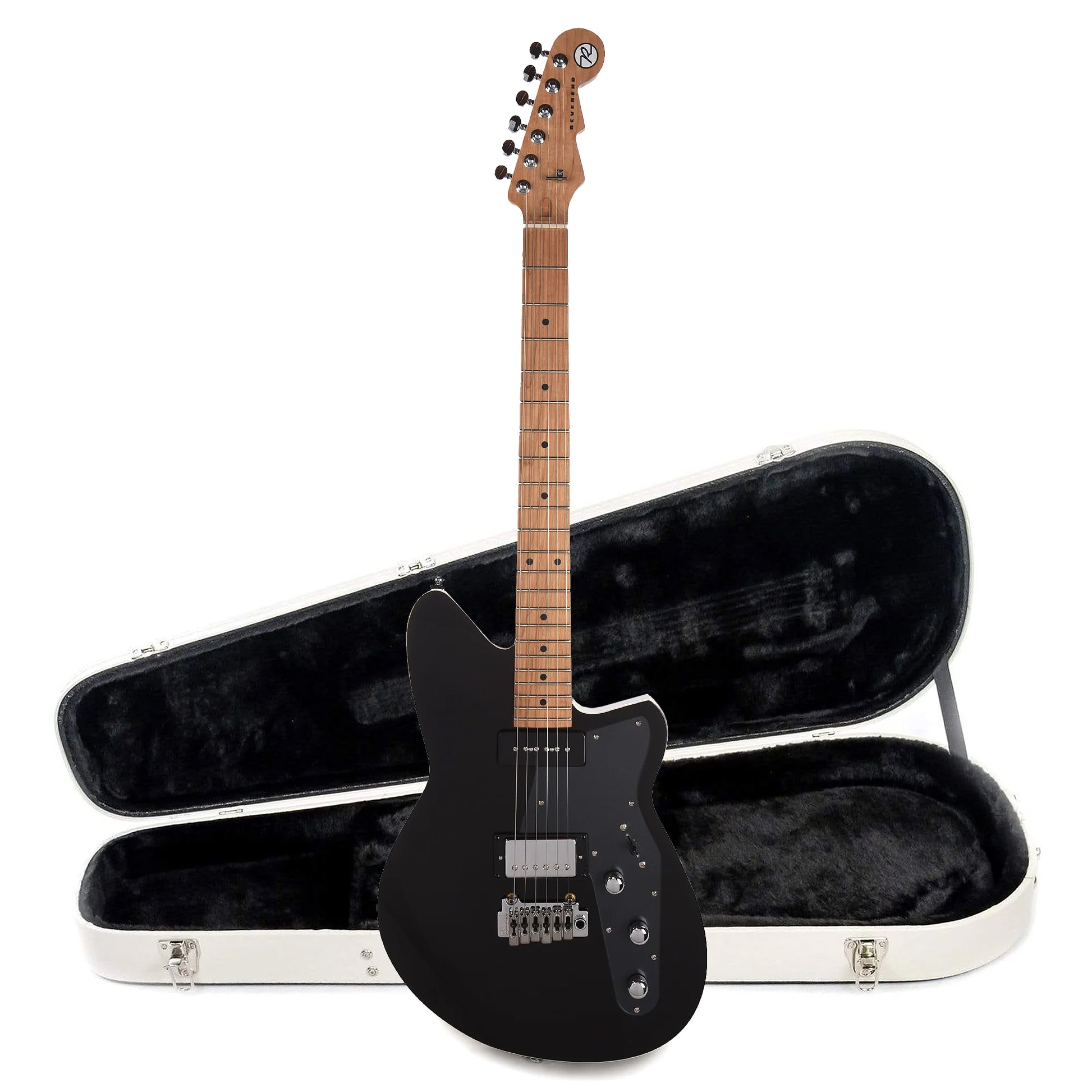 Reverend Double Agent W Midnight Black Hardshell Case Bundle Electric Guitars / Solid Body