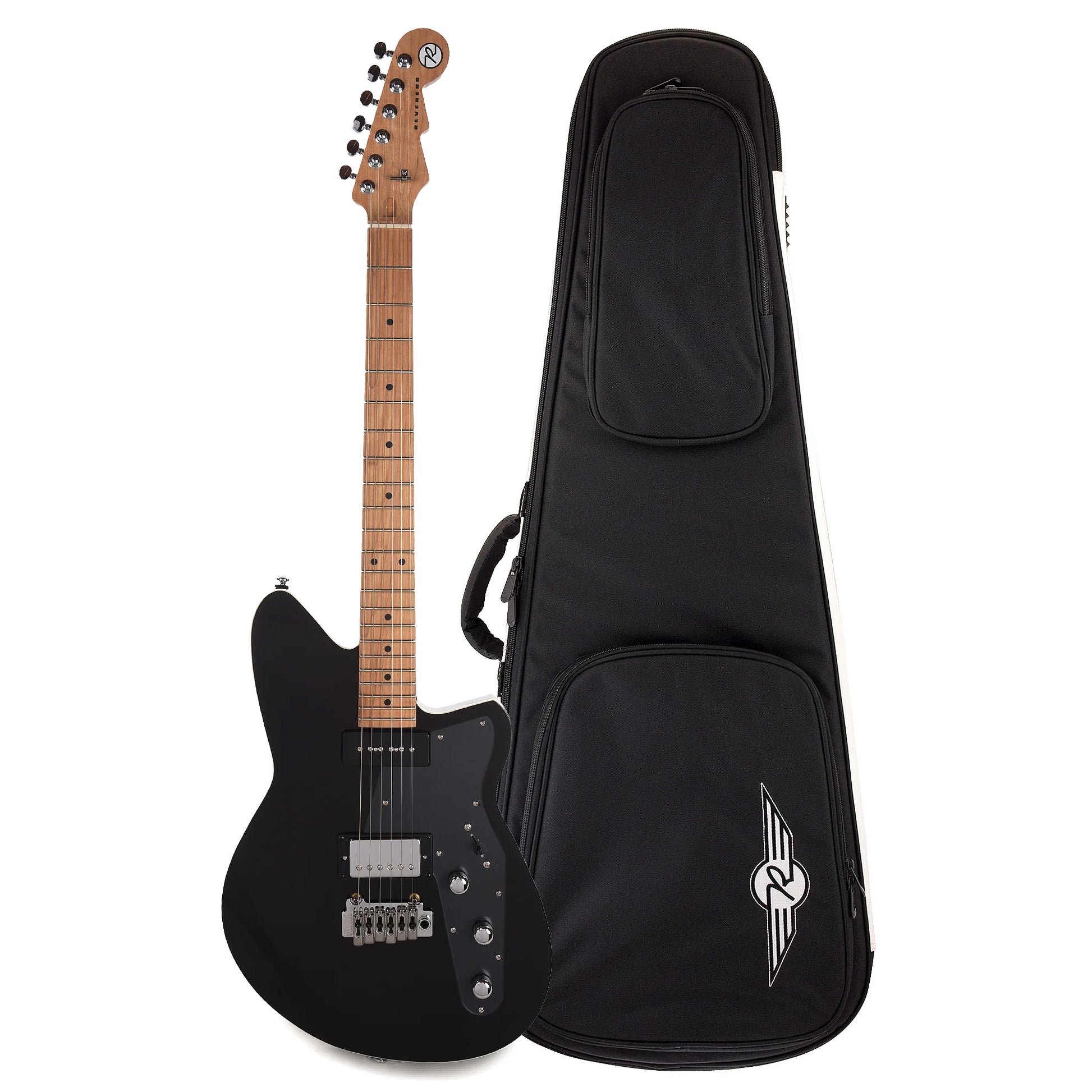 Reverend Double Agent W Midnight Black Soft Case Bundle Electric Guitars / Solid Body