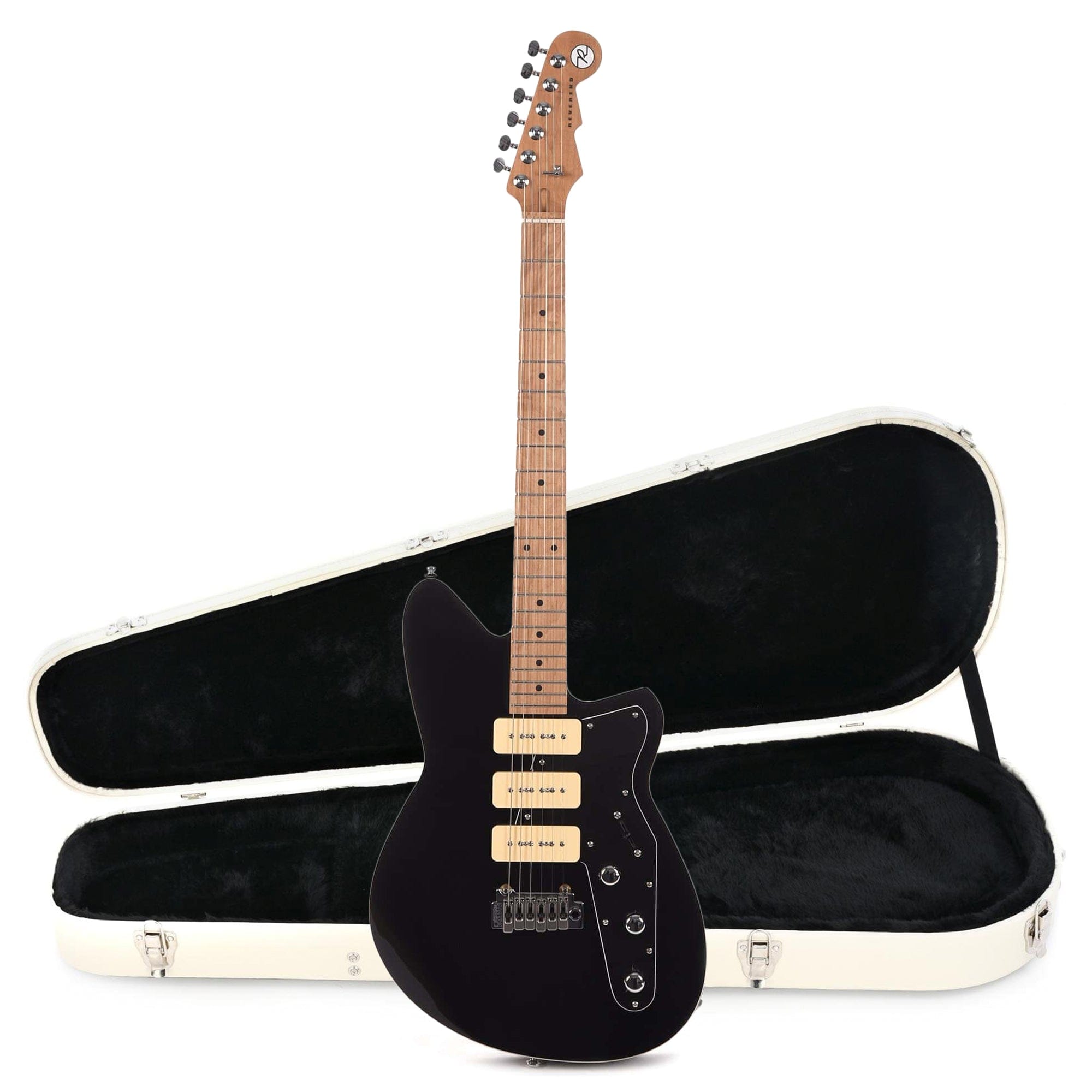Reverend Jetstream 390 Midnight Black Hardshell Case Bundle Electric Guitars / Solid Body