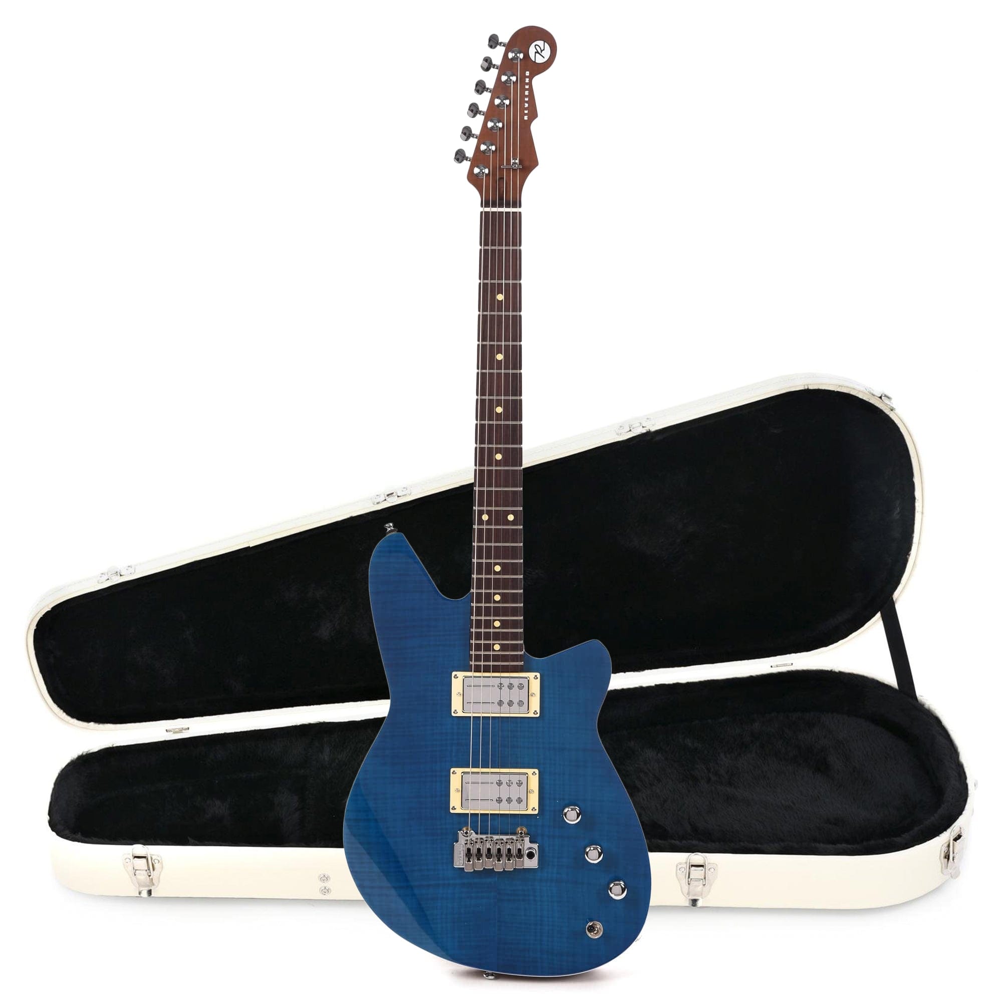 Reverend Kingbolt RA FM Trans Blue Hardshell Case Bundle Electric Guitars / Solid Body