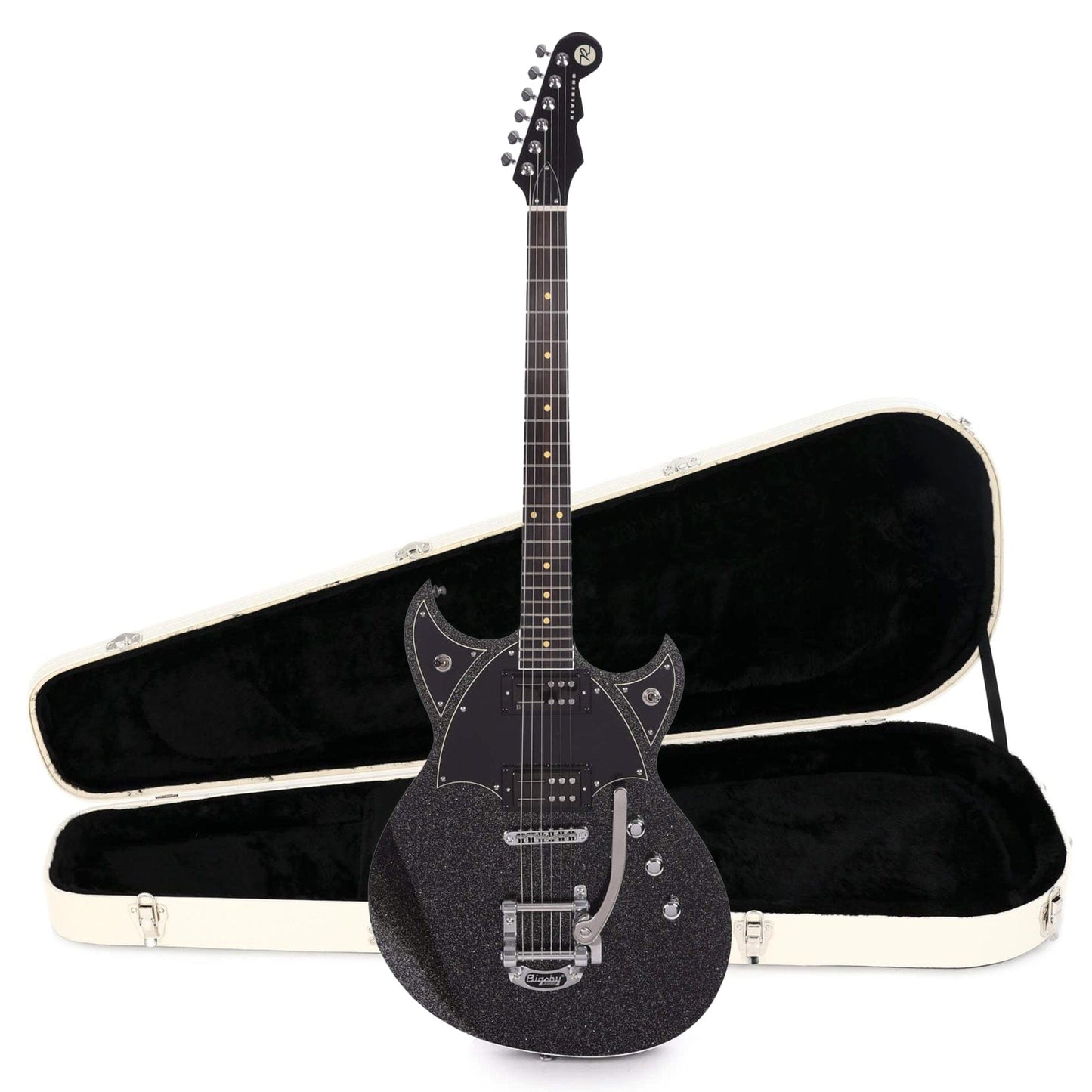 Reverend Reeves Gabrels Spacehawk Black Sparkle Hardshell Case Bundle Electric Guitars / Solid Body