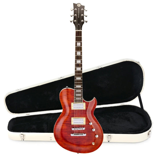 Reverend Roundhouse RA FM Trans Wine Red Hardshell Case Bundle Electric Guitars / Solid Body