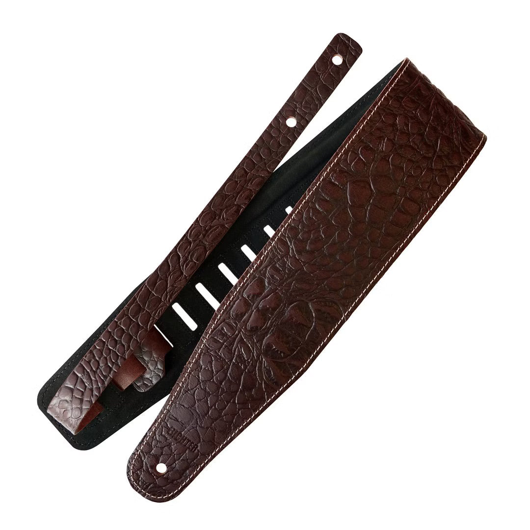Richter Beavertail Guitar Strap Genuine Leather Padded Cayman Brown Bass Guitars