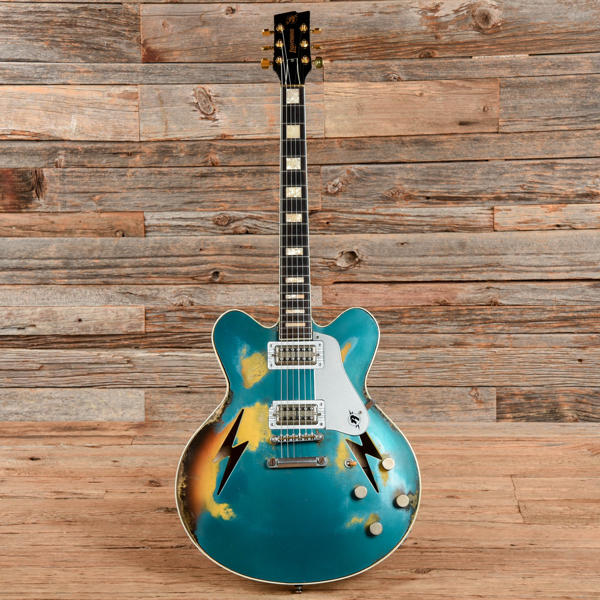 Rock N Roll Relics Lightning Blue over Sunburst 2021 Electric Guitars / Semi-Hollow