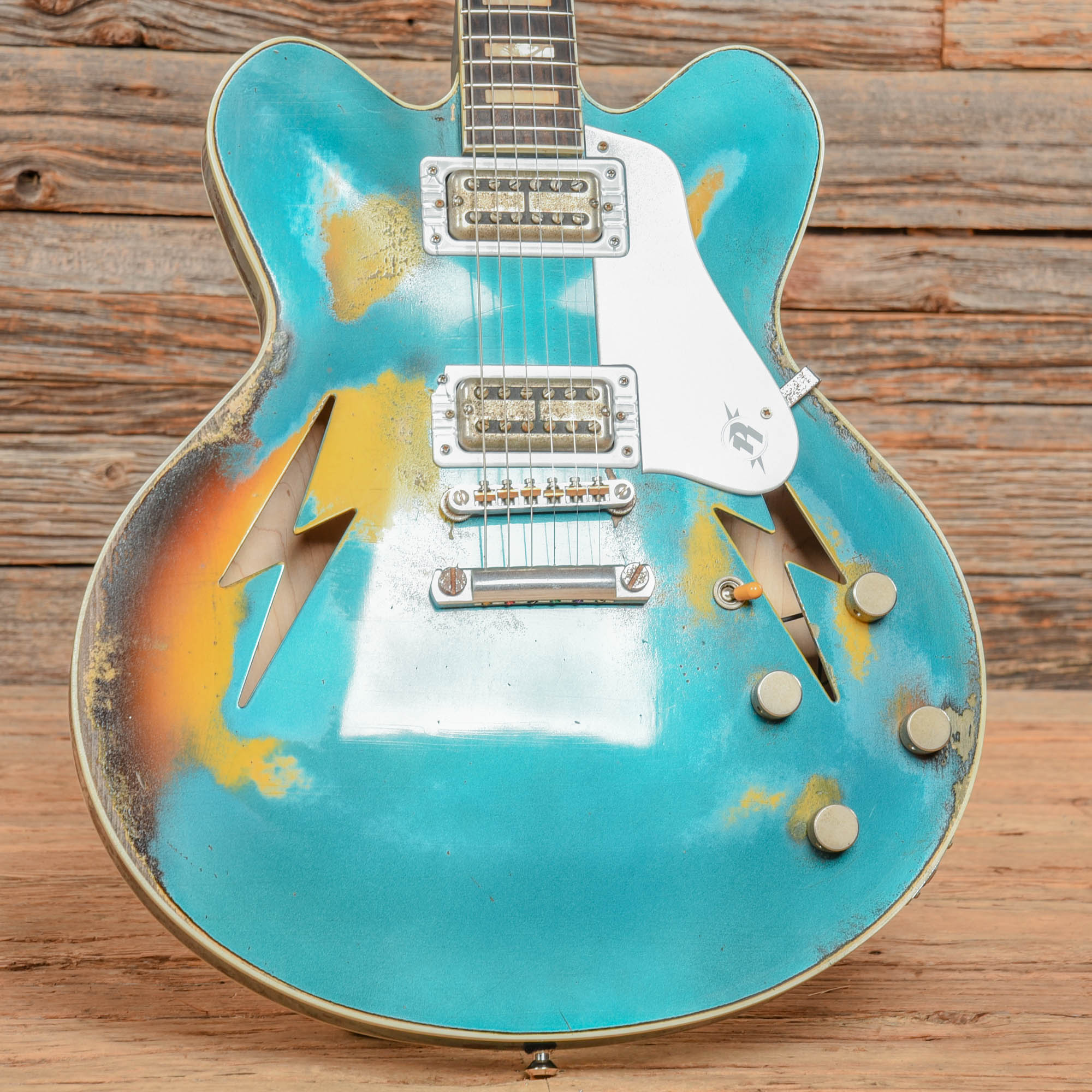 Rock N Roll Relics Lightning Blue over Sunburst 2021 Electric Guitars / Semi-Hollow