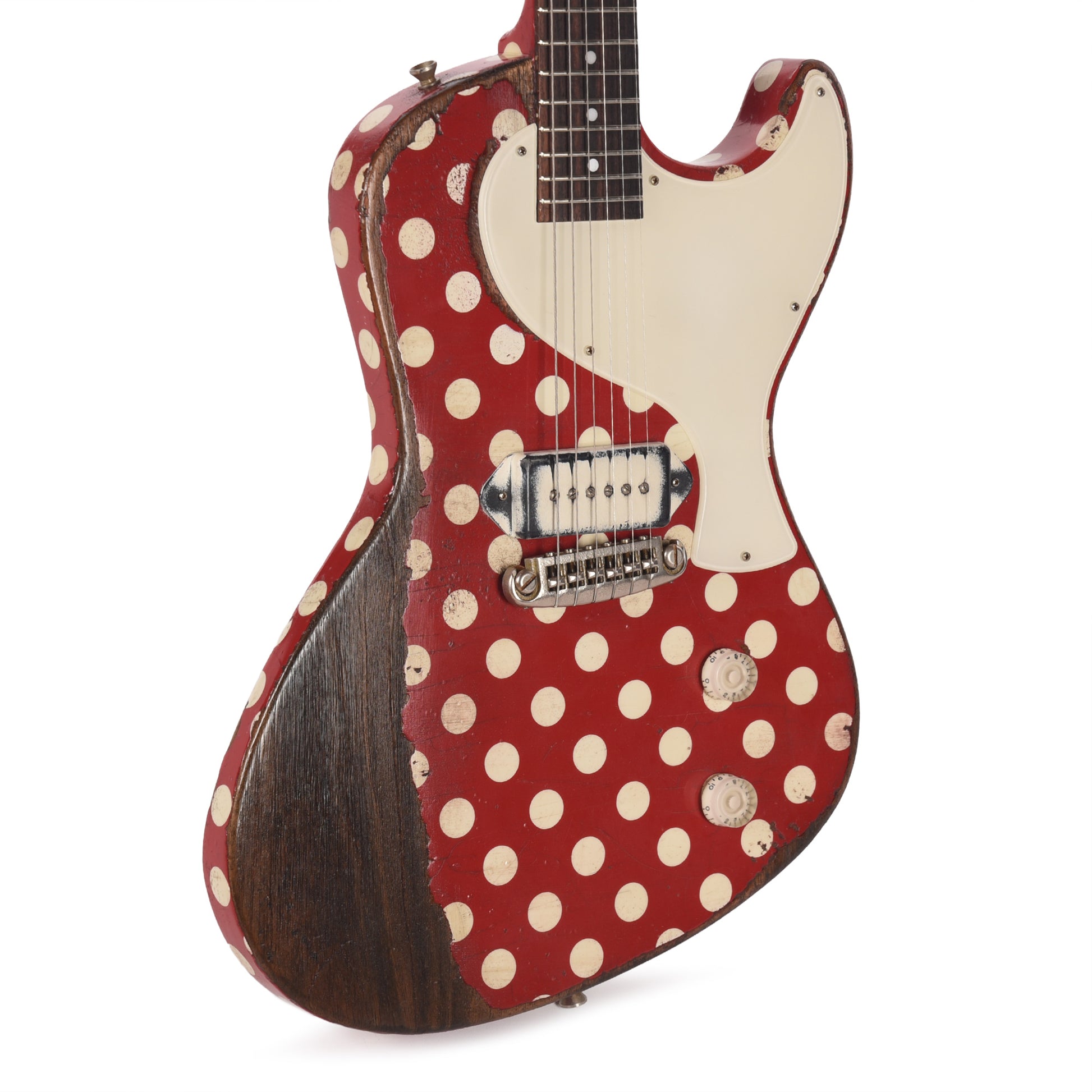 Rock N Roll Relics Revenge Jr Red & Aged White Polka Dots Heavy Aged Master Built by Billy Rowe w/"Dirty Dog" Dog Ear P90 Electric Guitars / Solid Body