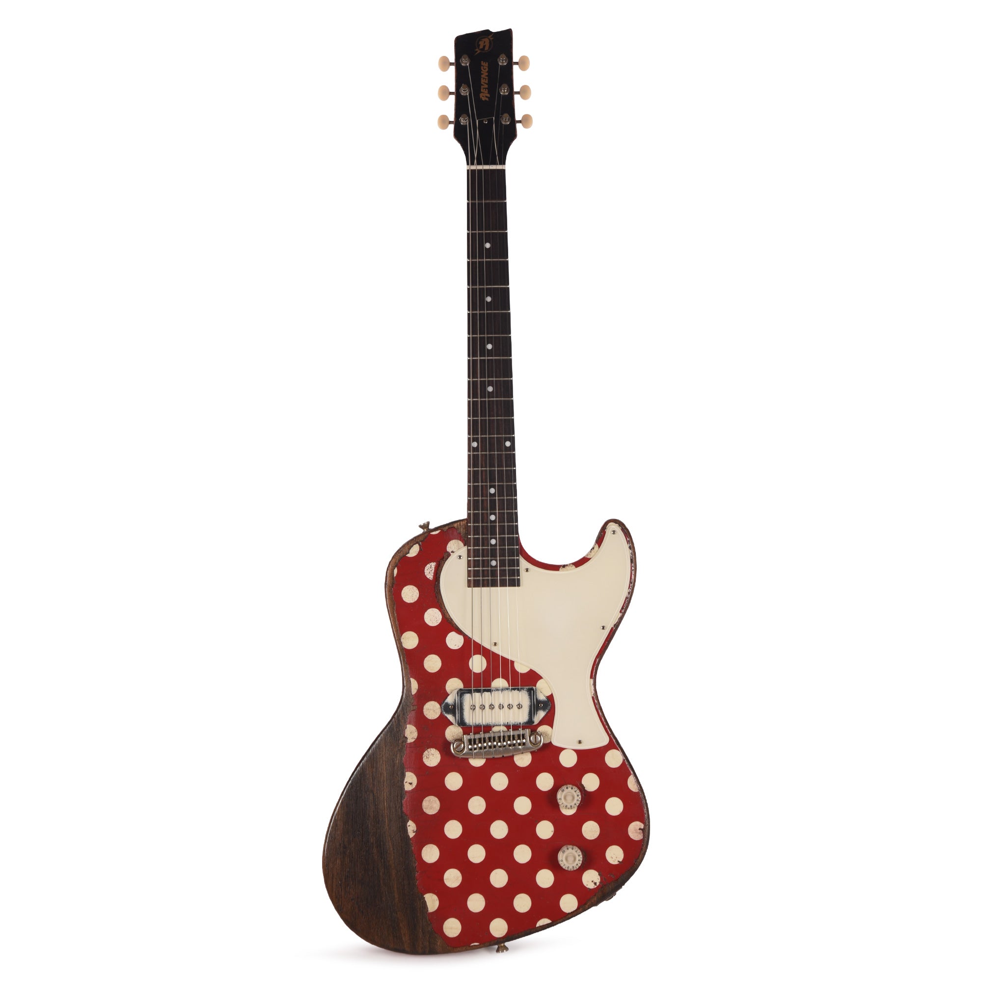 Rock N Roll Relics Revenge Jr Red & Aged White Polka Dots Heavy Aged Master Built by Billy Rowe w/