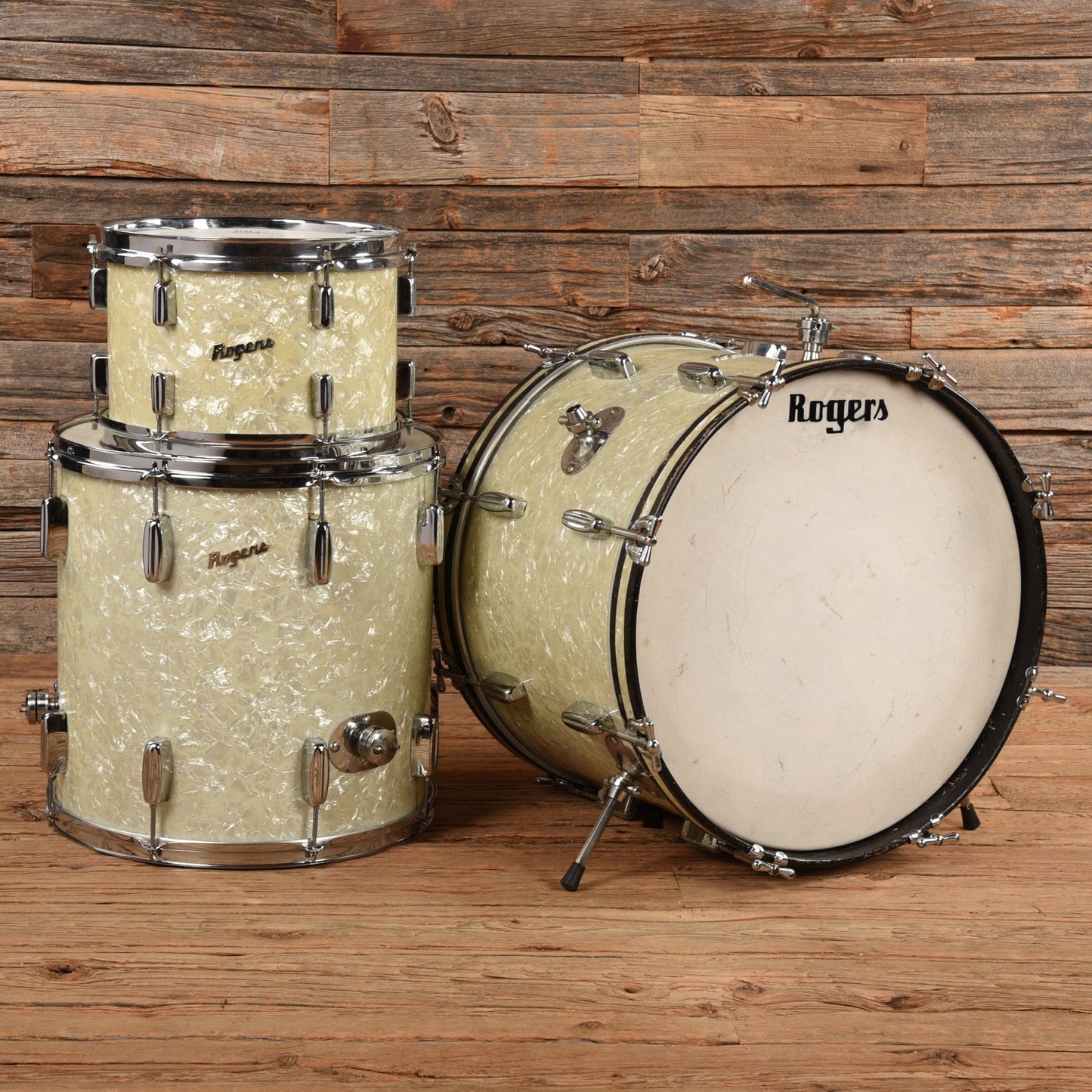 Rogers 1960's Holiday 12/16/20 3pc. Drum Kit White Marine Pearl Drums and Percussion / Acoustic Drums / Full Acoustic Kits