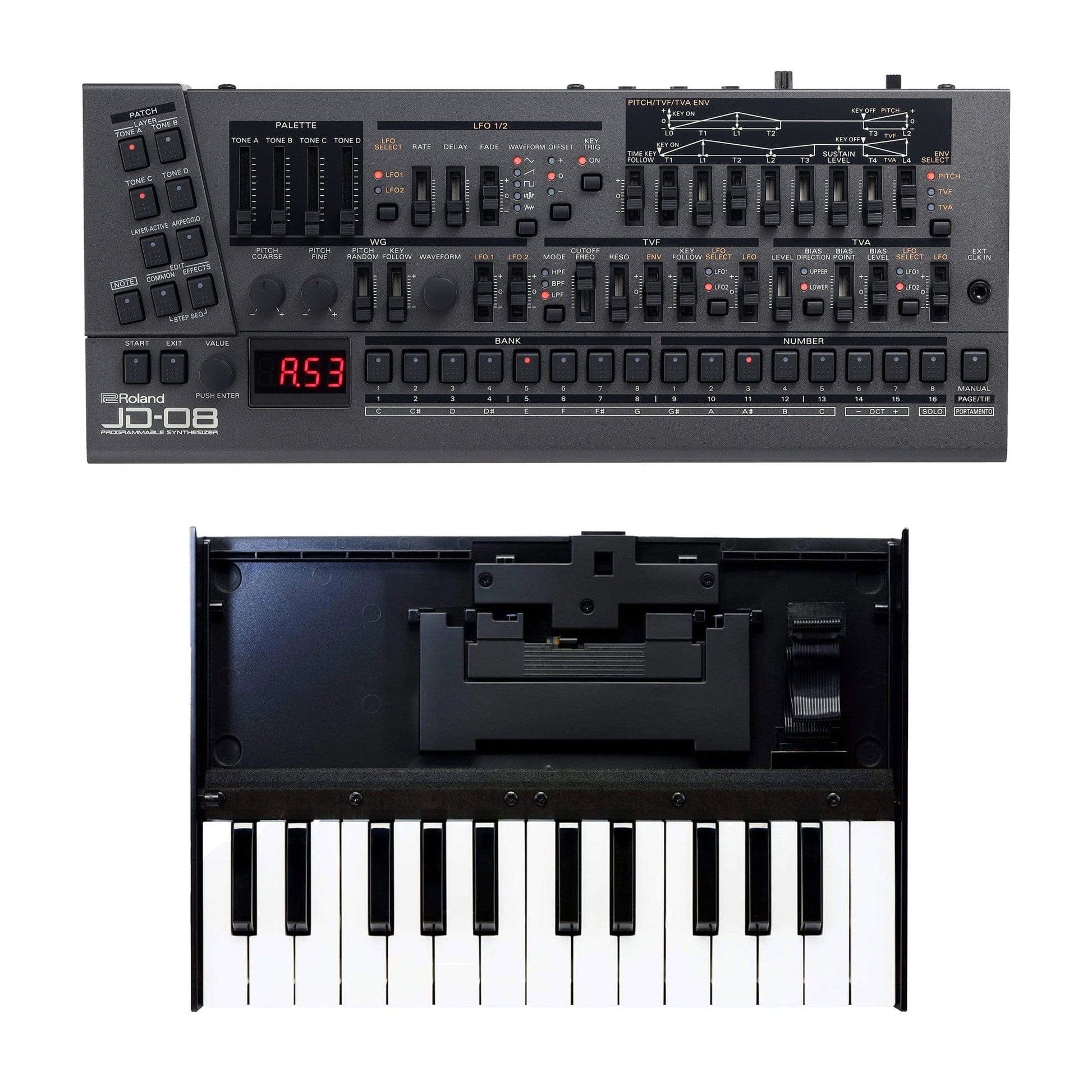 Roland JD-08 Boutique Series Desktop Synth Module and Boutique K-25m Portable Keyboard Bundle Keyboards and Synths / Synths / Digital Synths