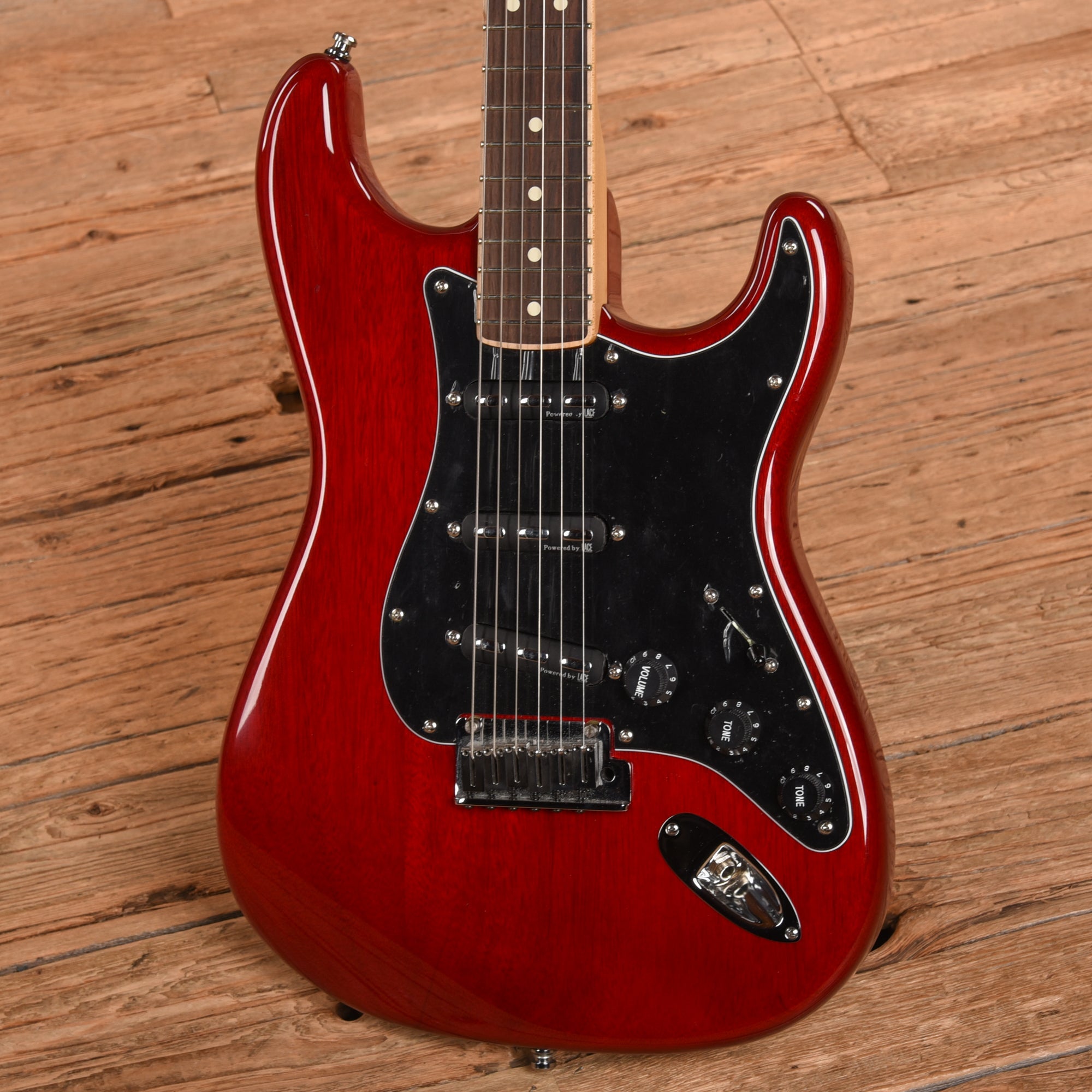 Fender American Channel Bound Stratocaster Neck With Deluxe Stratocaster Body Crimson Red Transparent 2020