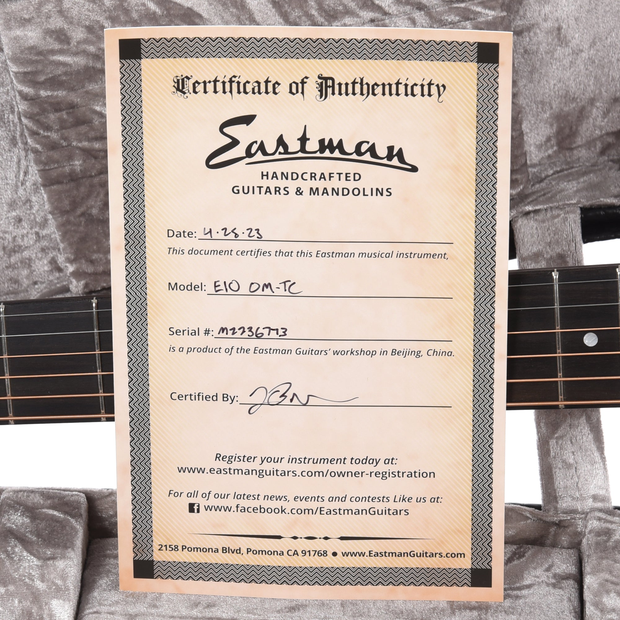 Eastman E10OM-TC Thermo Cured Adirondack Spruce/Mahogany OM Natural