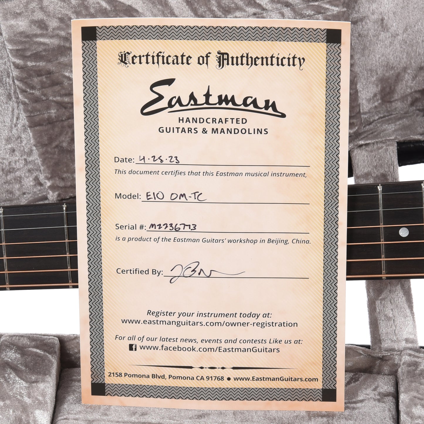 Eastman E10OM-TC Thermo Cured Adirondack Spruce/Mahogany OM Natural