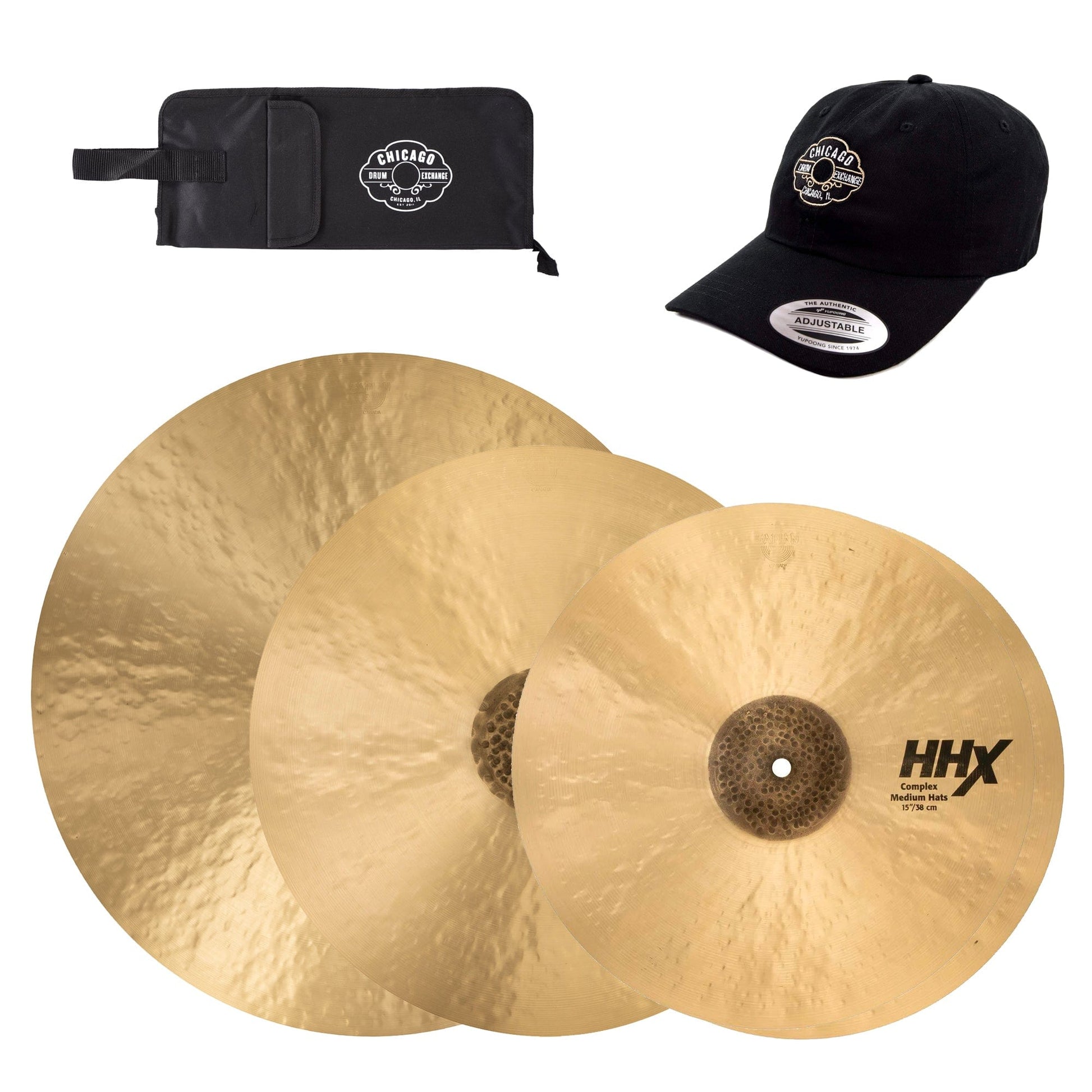 Sabian 15/18/21" HHX Complex Cymbal Set w/CDE Logo Hat & Stick Bag Drums and Percussion / Cymbals / Hi-Hats