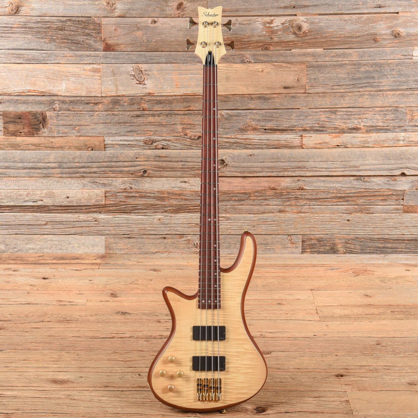 Schecter Stiletto Custom-4 Active Natural Satin 2022 LEFTY Bass Guitars / 4-String