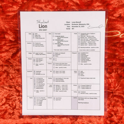 Shabat Lion Dakota Red Over White 2025 Electric Guitars / Solid Body