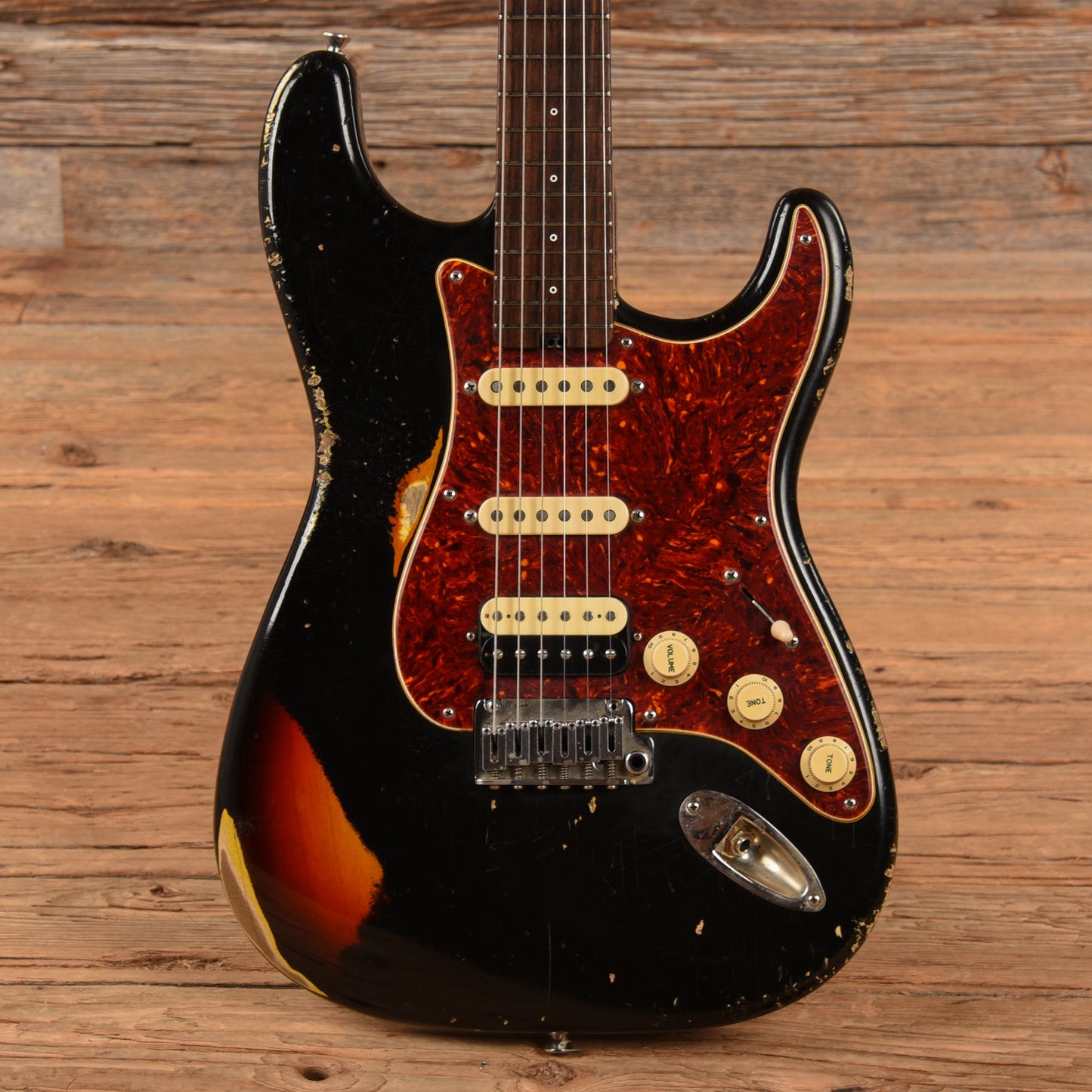 Shabat Lynx HSS Black Over 3-Tone Sunburst Relic 2022 Electric Guitars / Solid Body