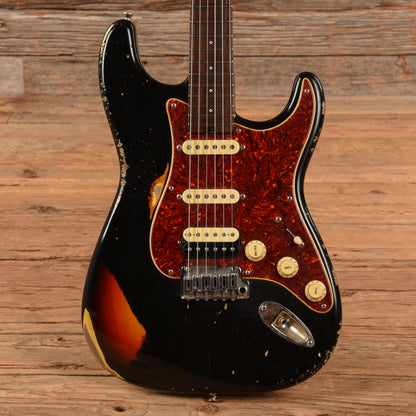 Shabat Lynx HSS Black Over 3-Tone Sunburst Relic 2022 Electric Guitars / Solid Body