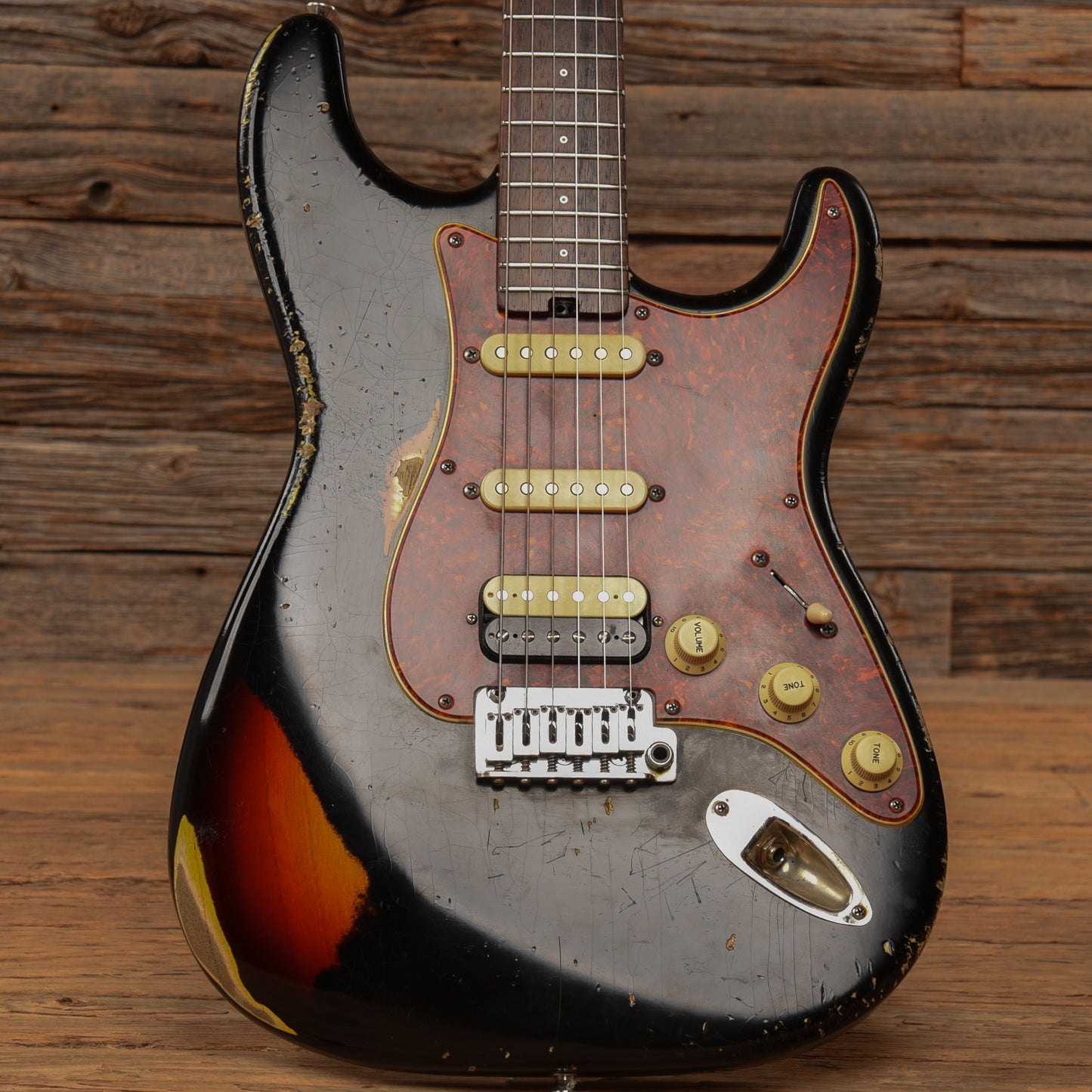 Shabat Lynx HSS Black Over 3-Tone Sunburst Relic 2022 Electric Guitars / Solid Body