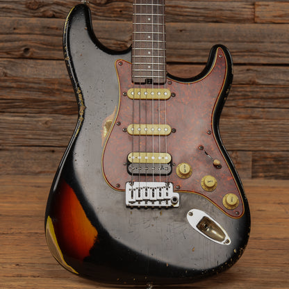 Shabat Lynx HSS Black Over 3-Tone Sunburst Relic 2022 Electric Guitars / Solid Body