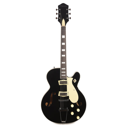 Silvertone 1446 TBK Single Cut Semi-Hollow Electric Guitar w/ Trapeze Tailpiece Gloss Black Electric Guitars / Semi-Hollow