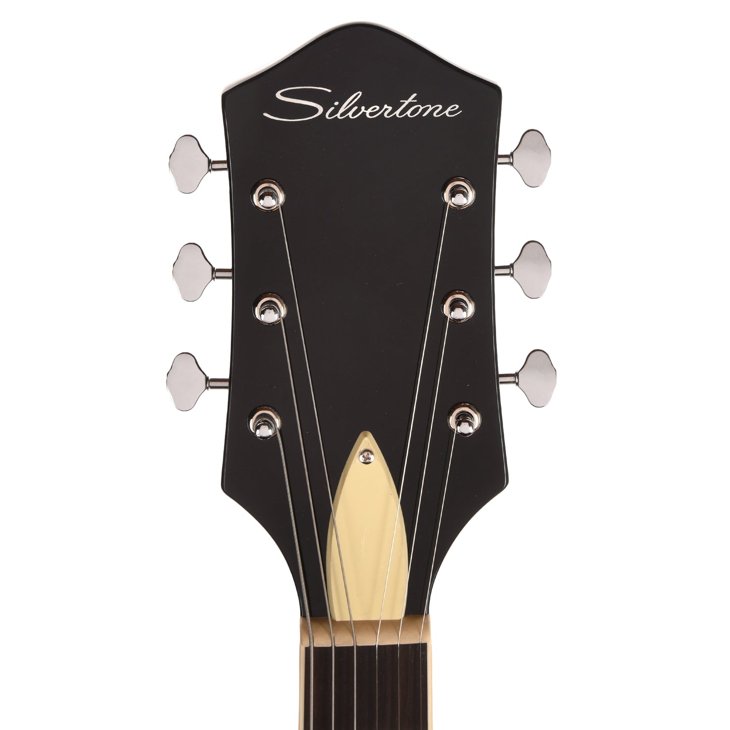Silvertone 1446 TBK Single Cut Semi-Hollow Electric Guitar w/ Trapeze Tailpiece Gloss Black Electric Guitars / Semi-Hollow