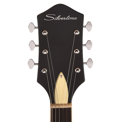 Silvertone 1446 TBK Single Cut Semi-Hollow Electric Guitar w/ Trapeze Tailpiece Gloss Black Electric Guitars / Semi-Hollow