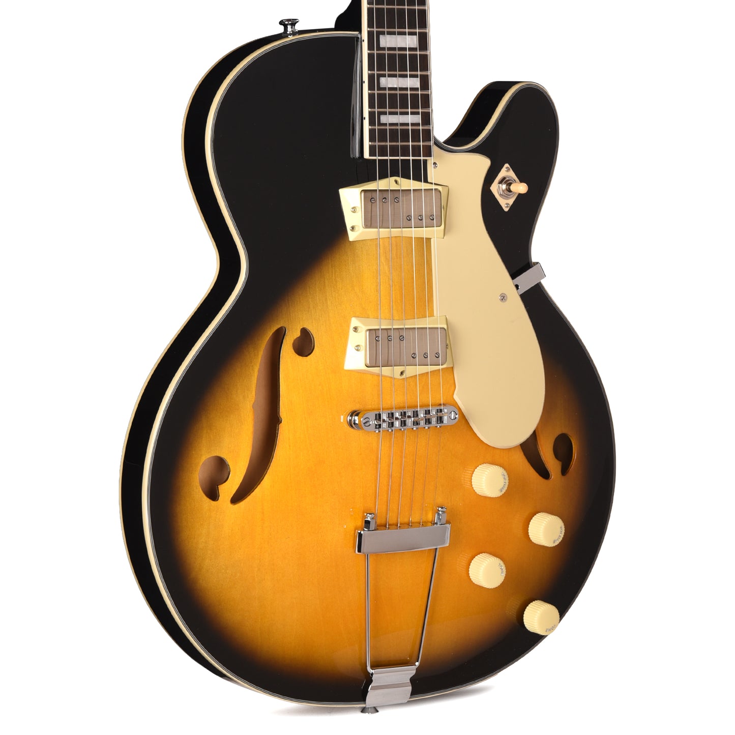 Silvertone 1446 TTSB Single Cut Semi-Hollow Electric Guitar w/ Trapeze Tailpiece Tobacco Sunburst Electric Guitars / Semi-Hollow