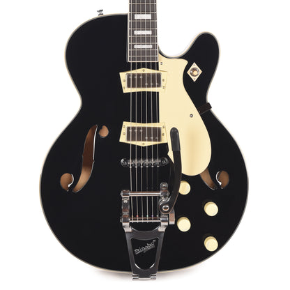 Silvertone 1446 VBK Single Cut Semi-Hollow Electric Guitar w/ Bigsby Vibrato Gloss Black Electric Guitars / Semi-Hollow