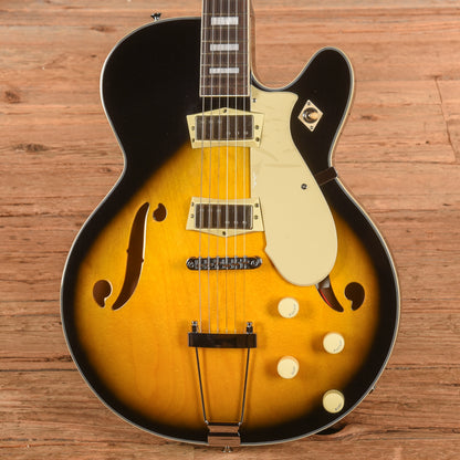 Silvertone 1446 TTSB Single Cut Semi-Hollow Electric Guitar w/ Trapeze Tailpiece Tobacco Sunburst Electric Guitars