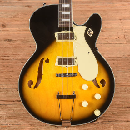 Silvertone 1446 TTSB Single Cut Semi-Hollow Electric Guitar w/ Trapeze Tailpiece Tobacco Sunburst Electric Guitars