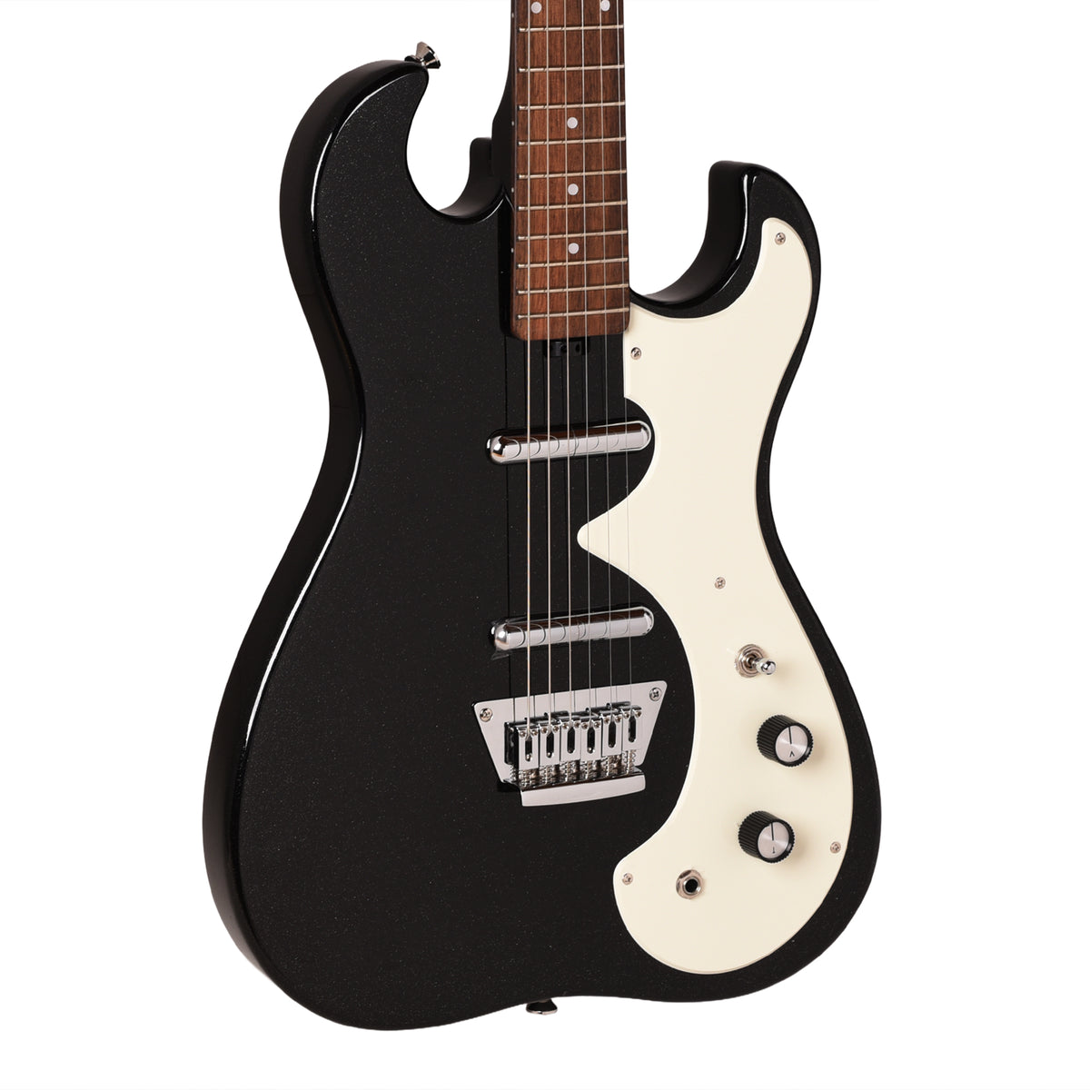 Silvertone 1449 BSF2 Offset Solid Body Electric Guitar Black Silver Flake Electric Guitars