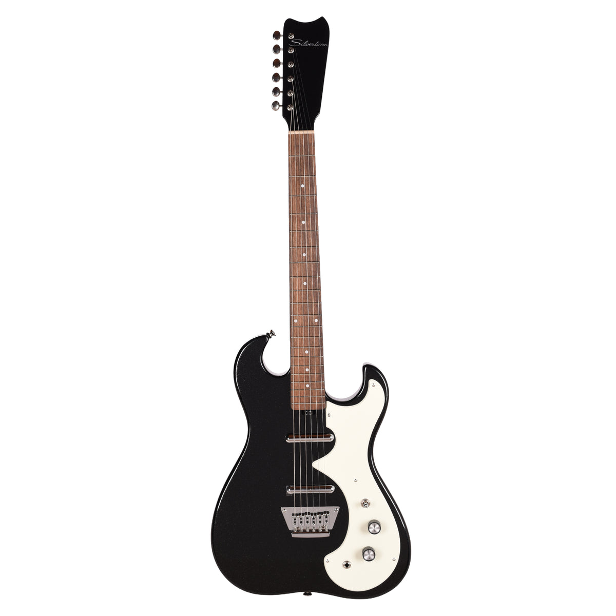 Silvertone 1449 BSF2 Offset Solid Body Electric Guitar Black Silver Flake Electric Guitars