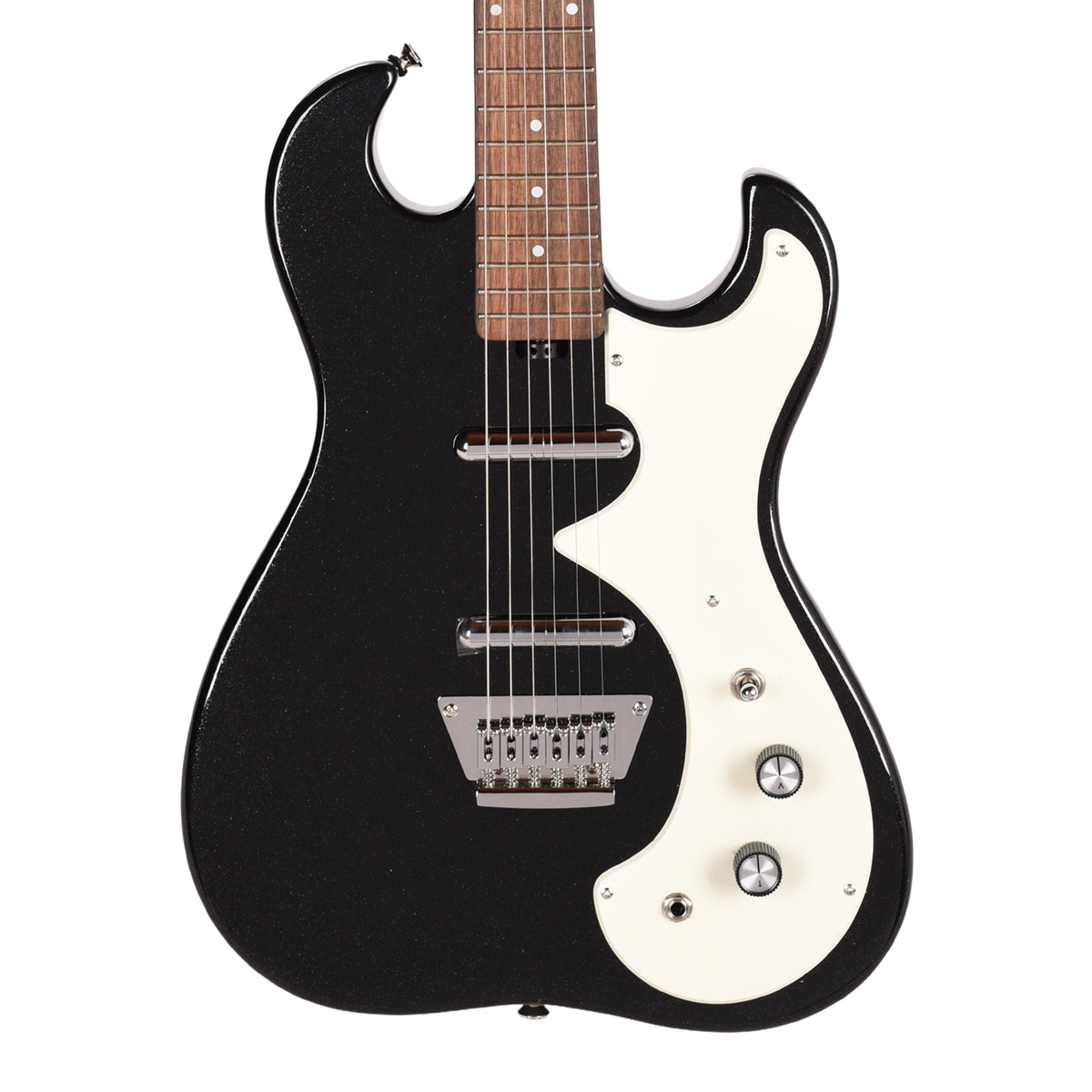 Silvertone 1449 BSF2 Offset Solid Body Electric Guitar Black Silver Flake Electric Guitars