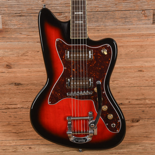 Silvertone 1478 Silhouette Red Silver Flake Burst Electric Guitars