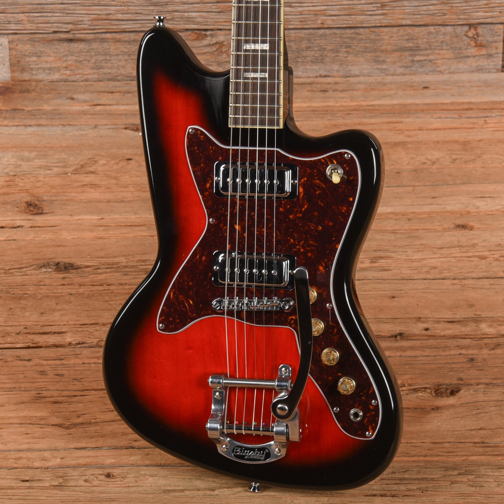 Silvertone 1478 Silhouette Red Silver Flake Burst Electric Guitars