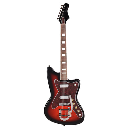 Silvertone 1478 VRSB Offset Solid Body Electric Guitar w/ Bigsby Vibrato Red Silver Flake Burst Electric Guitars