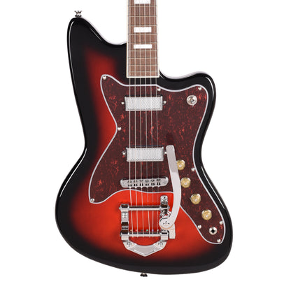 Silvertone 1478 VRSB Offset Solid Body Electric Guitar w/ Bigsby Vibrato Red Silver Flake Burst Electric Guitars