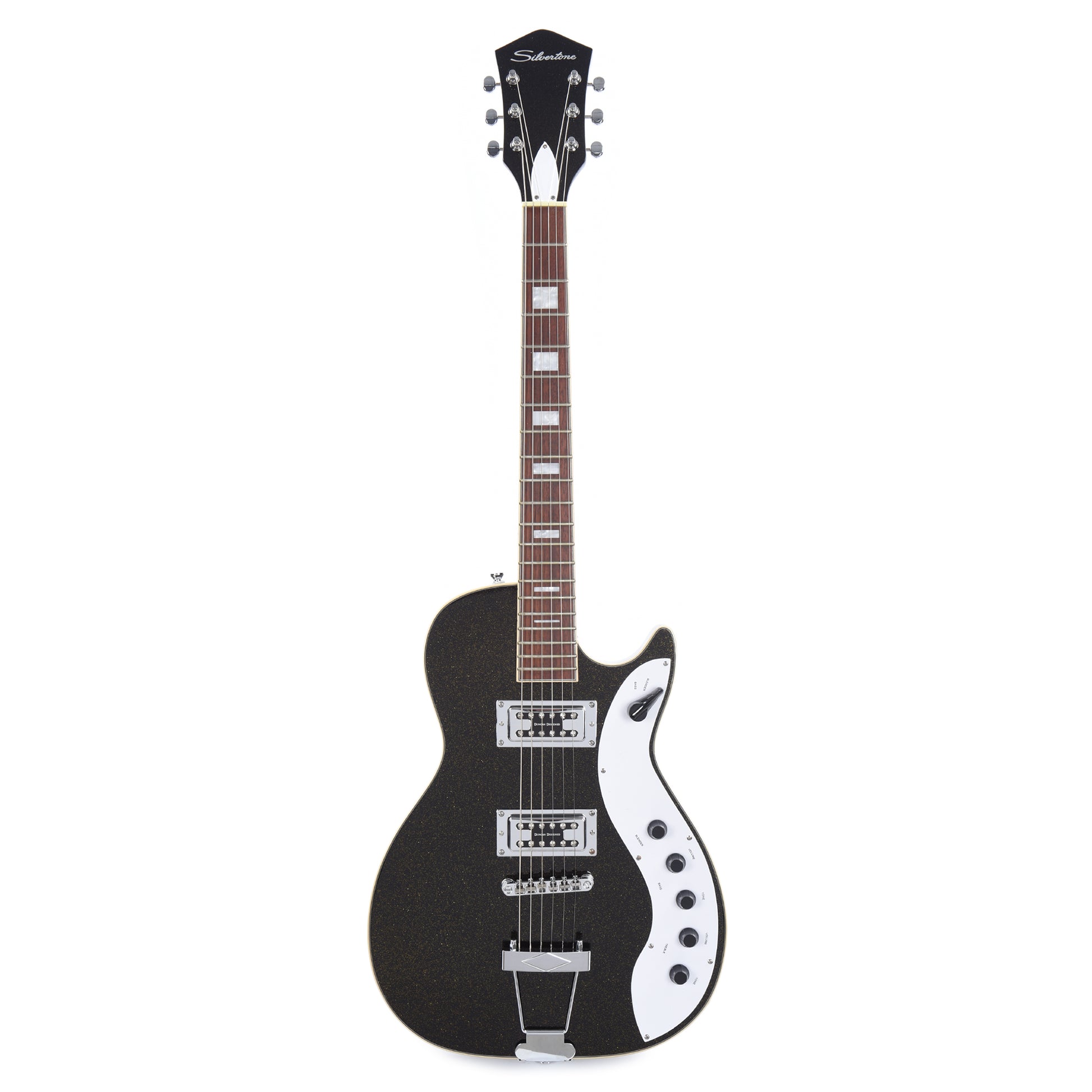 Silvertone 1423 Jupiter Black Gold Metallic Flake Electric Guitars / Solid Body