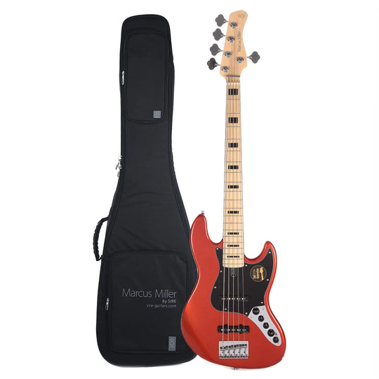 Sire Marcus Miller V7 Vintage Alder 5-String Bright Metallic Red (2nd Gen) and Sire Gig Bag Bundle Bass Guitars / 5-String or More