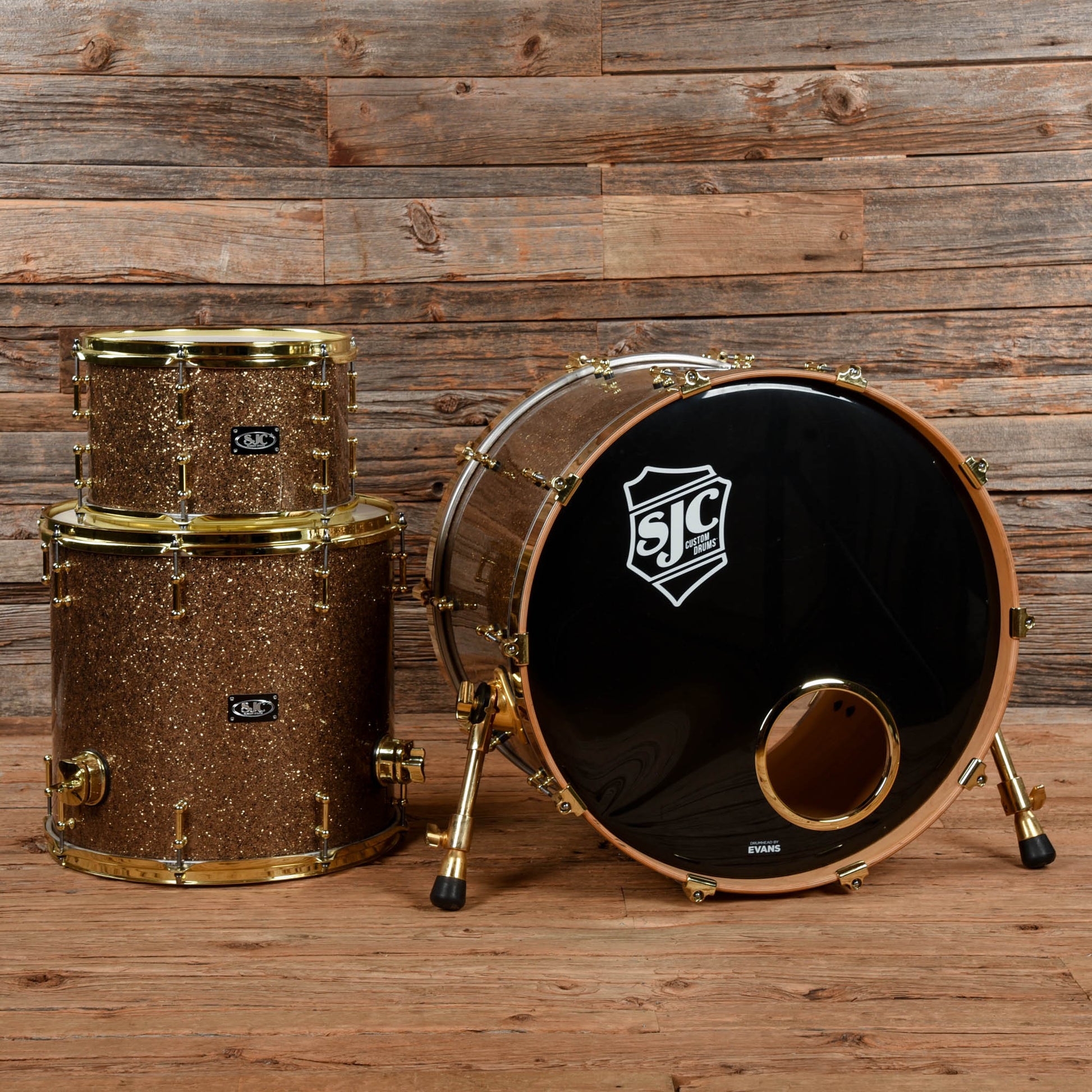 SJC 12/16/22 3pc. Drum Kit Gold Sparkle Drums and Percussion / Acoustic Drums / Full Acoustic Kits