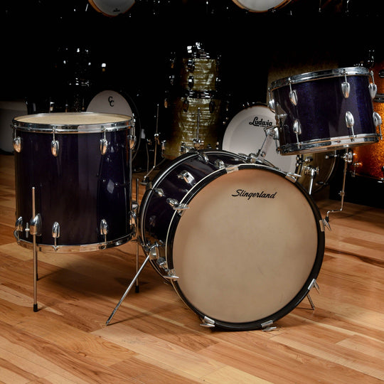 Slingerland 13/16/20 Drum Kit 3 pc Dark Blue Sparkle 3 ply USED 1965/66 Drums and Percussion / Acoustic Drums / Full Acoustic Kits