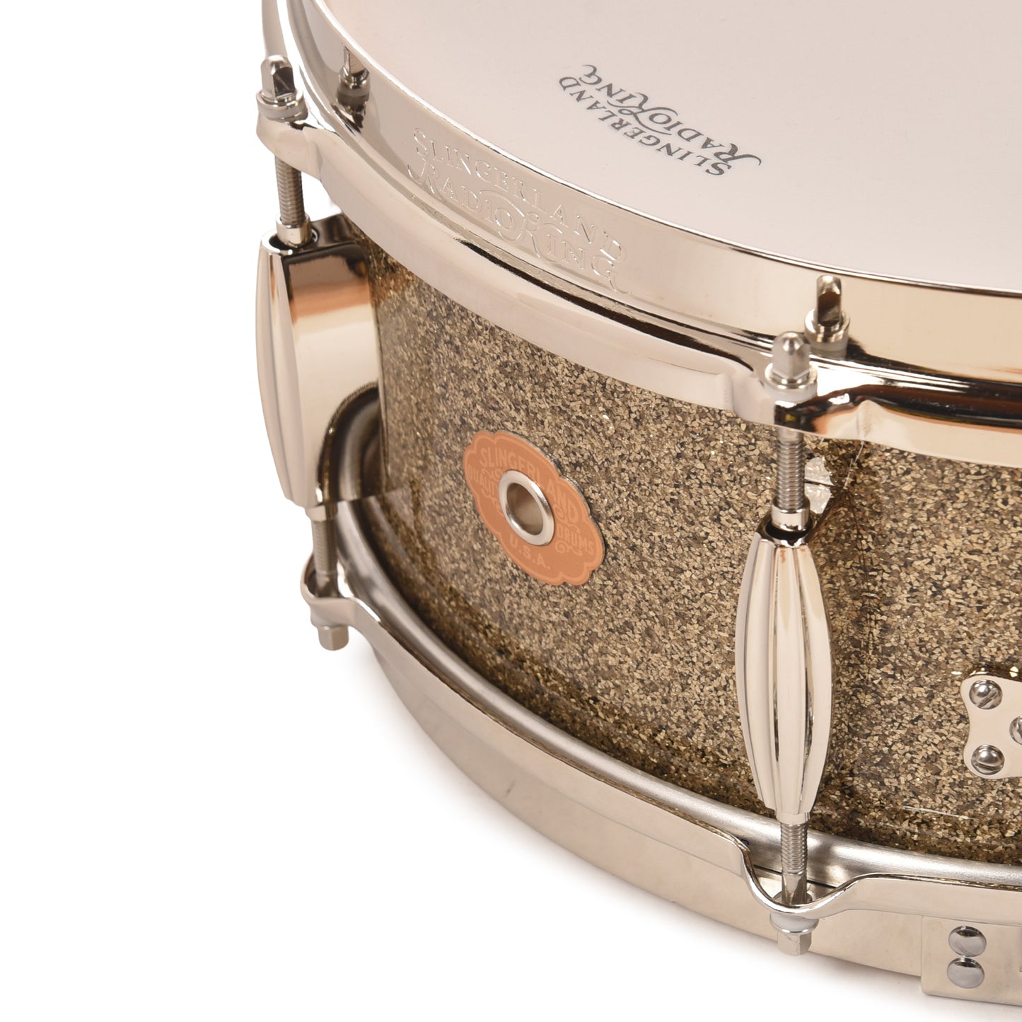 Slingerland Radio King 5.5x14 Snare Drum Gold Glass Glitter Drums and Percussion / Acoustic Drums / Snare