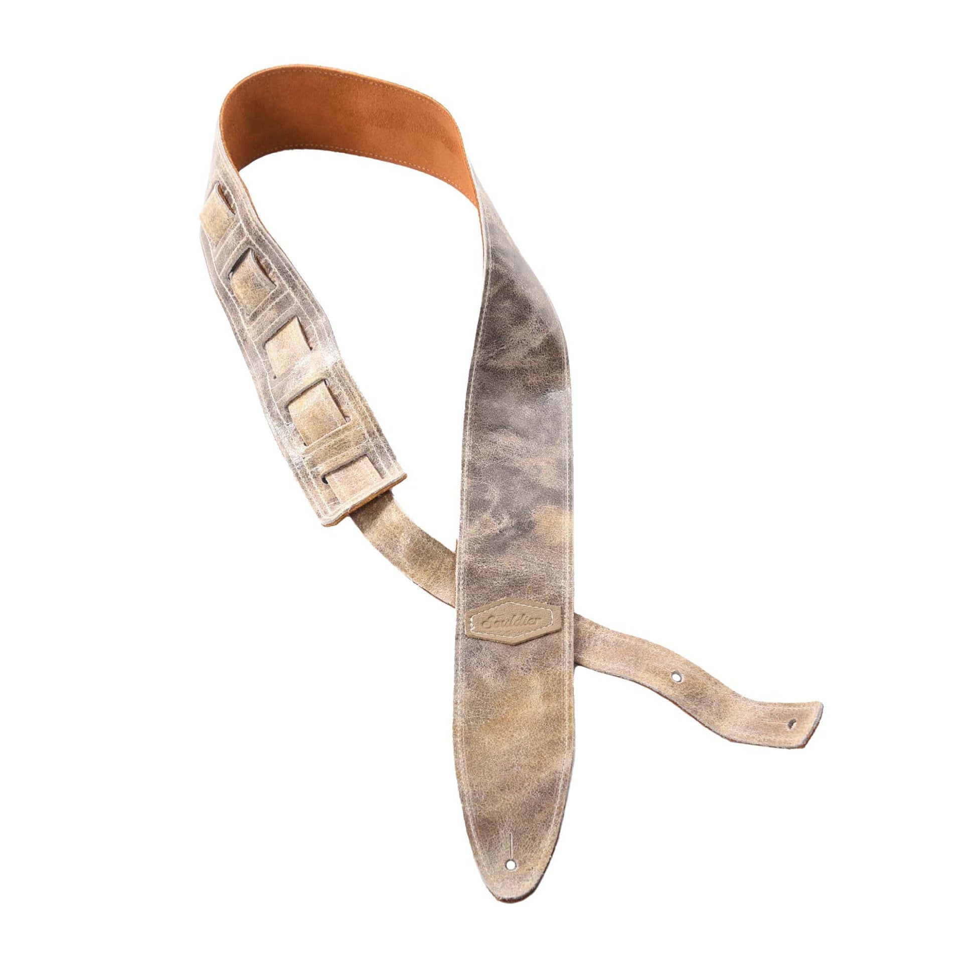 Souldier Distressed Leather w/Suede Torpedo Guitar Strap Old Gold Accessories / Straps